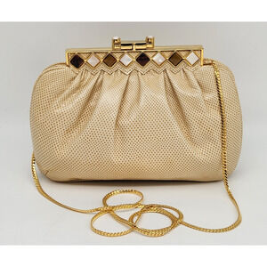 Vintage Ashneil Women Clutch Crossbody Bag Leather Gold Chain Jeweled Purse